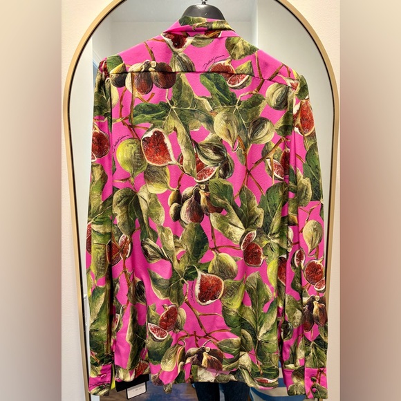 Dolce & Gabbana Hot Pink Fig Printed Silk Blouse NWT - Picture 2 of 3
